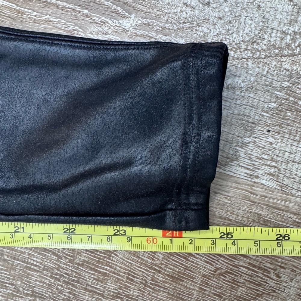 Spanx Faux Leather Shimmer Leggings M Petite Black High Rise Sculpting - Picture 7 of 8